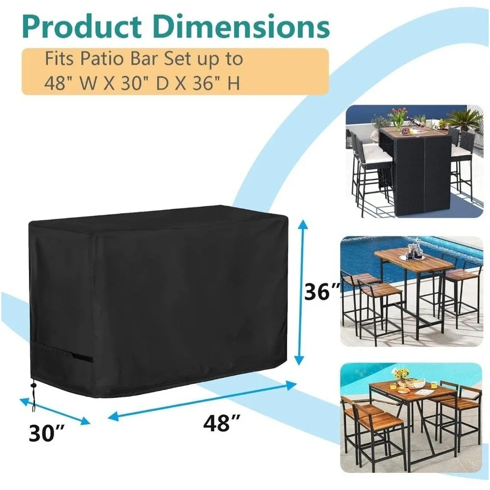 Patio High Top Dining Set Cover, Outdoor Table and Chairs Cover for 5-Piece Bar